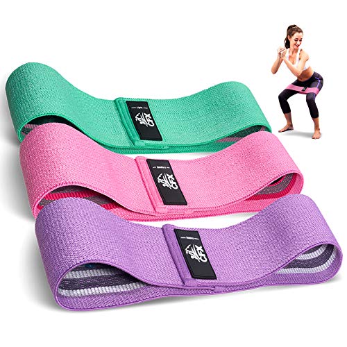 Resistance Bands Set, Exercise Bands with Non-Slip Design for HIPS & Glutes, 3 Levels Workout Bands for Women and Men, Booty Bands for Home Fitness, Yoga, Pilates