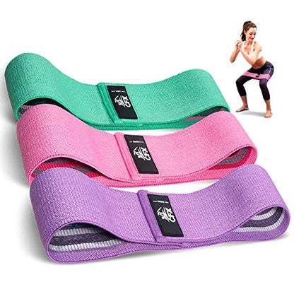 Resistance Bands Set, Exercise Bands with Non-Slip Design for HIPS & Glutes, 3 Levels Workout Bands for Women and Men, Booty Bands for Home Fitness, Yoga, Pilates