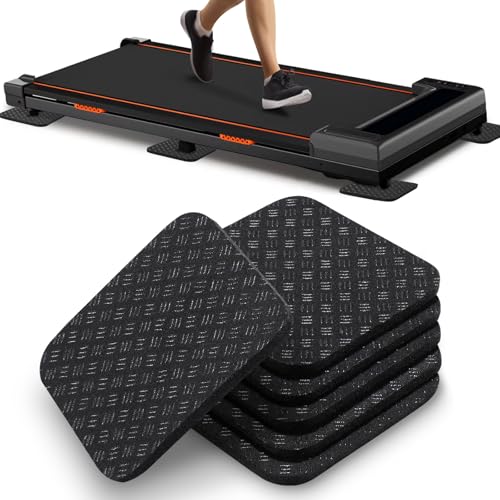 6PCS Treadmill Mat Pads, 4" x 4" x 0.2" Double-Sided Non-Slip Exercise Equipment Mat for Floor Protection, High Density Silicone Anti Vibration Pad for Treadmill, Walking Pad, Exercise Bike