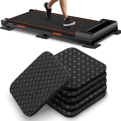 6PCS Treadmill Mat Pads, 4" x 4" x 0.2" Double-Sided Non-Slip Exercise Equipment Mat for Floor Protection, High Density Silicone Anti Vibration Pad for Treadmill, Walking Pad, Exercise Bike