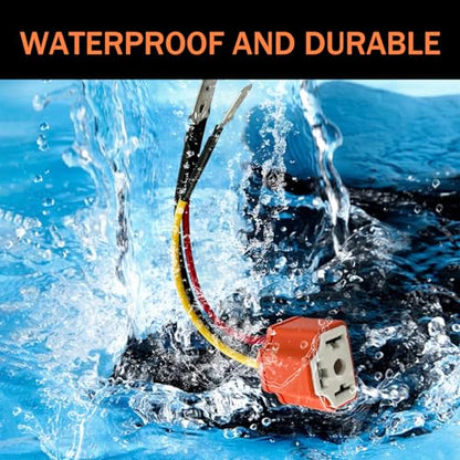 2PCS H4 HB2 9003 Wiring Harness Headlight Socket, 16AWG Headlight Connector, Headlight Fog Light Retrofit Car Accessories, for Car, Boat (Orange)
