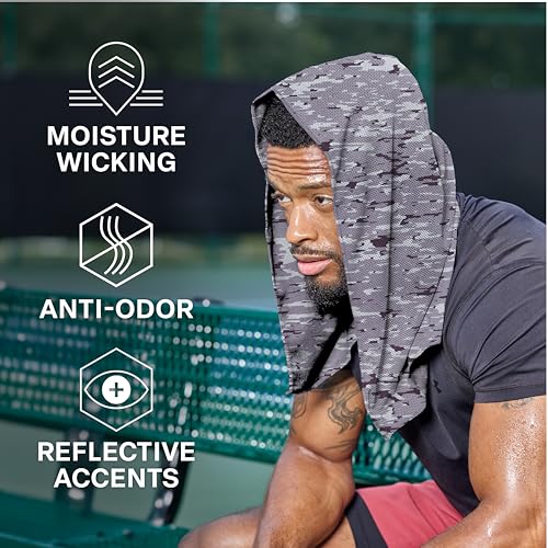 Instant Cooling Hoodie Towel – Advanced Chemical-Free Evaporative Cooling Technology – UPF 50+, 2+ Hours Cooling - color: Camo