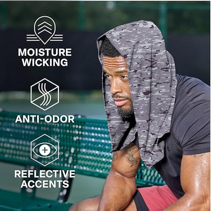 Instant Cooling Hoodie Towel – Advanced Chemical-Free Evaporative Cooling Technology – UPF 50+, 2+ Hours Cooling - color: Camo