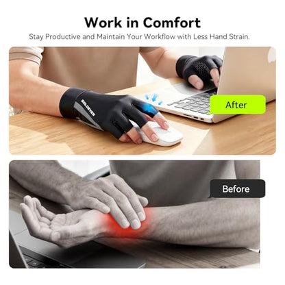 Copper Compression Gloves, Fingerless Arthritis Gloves for Men & Women, L - size: L-pair