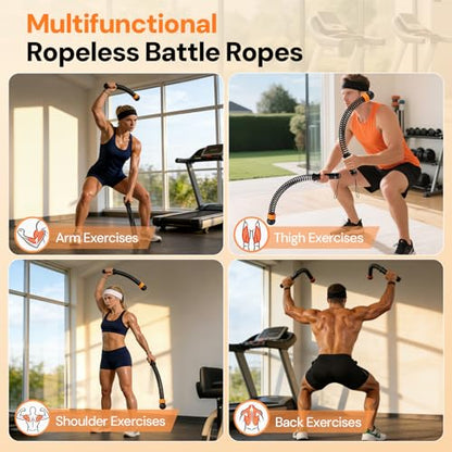 KETIEE Weighted Ropeless Battle Ropes: Cordless Battle Ropes with Adjustable Resistance Springs for Home Gym, Portable Workout Equipment for Strength Building, HIIT and Low-Impact Aerobic Training