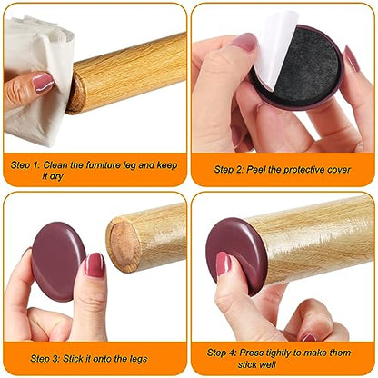Shintop 12pcs 2 in Furniture Sliders for Carpet and Hardwood Floors - size: 12pcs 2" Brown