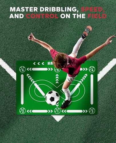 HAPBEAR Soccer Training Mat - 0.2" Thickened Professional Footwork & Ball Mastery Equipment - Anti-Slip Silent Football Practice Mat for Home & Gym - All Ages Speed Agility Trainer