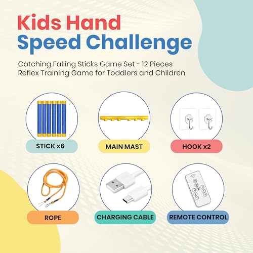 Reflex Drop Sticks, Reflex Challenge Game for Kids, Hand Eye Coordination Training Equipment Toy for Adults - Reaction Time Training with Upgrade Remote Control, 3 Adjustable Speeds
