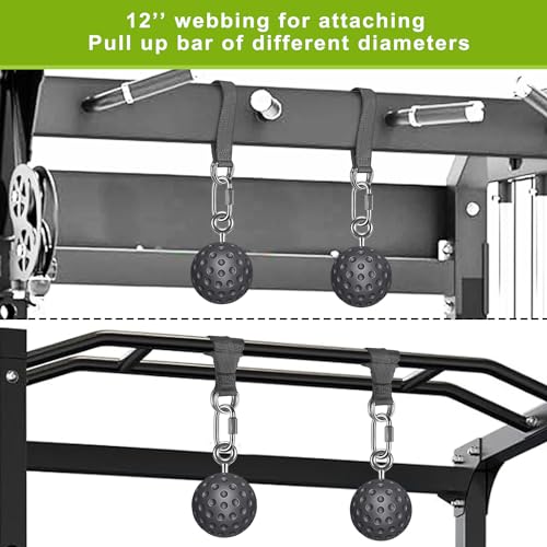 SELEWARE Pull Up Ball Grip & Wall Mounted Pull Up Bar, Heavy Duty Home Gym Equipment for Strength Training, Chin Ups