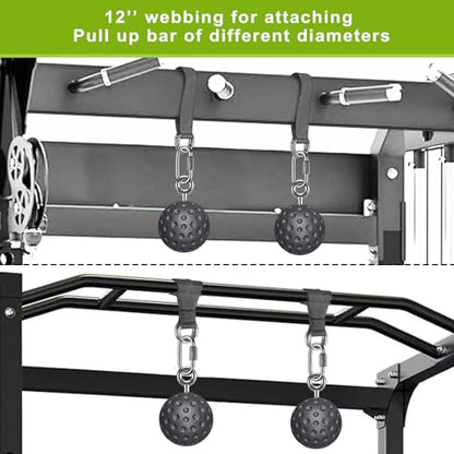SELEWARE Pull Up Ball Grip & Wall Mounted Pull Up Bar, Heavy Duty Home Gym Equipment for Strength Training, Chin Ups