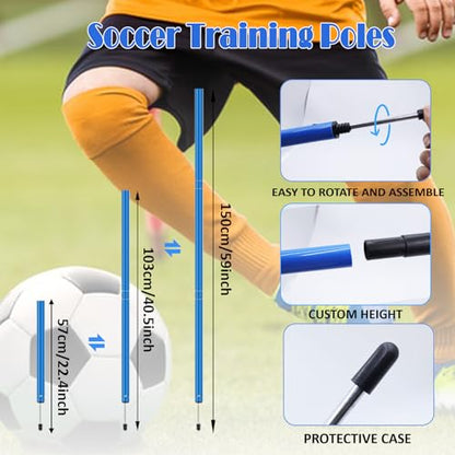 Speed & Agility Training Equipment-20ft Agility Ladder, 6 Poles, 12 Soccer Cones, Resistance Parachute, Jump Rope, Soccer Football Basketball Sport Training Set for Kids Youth Adults - color: Blue