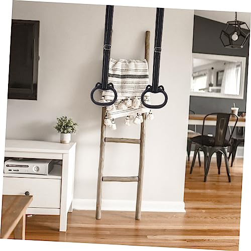 Mikikit Fitness Gym Rings Set for Children Indoor Exercise Pull-Up Rings Adjustable Straps Stretching and Training Equipment for Home Use