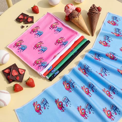 6 Pack 6 7 Meme Cooling Towels 30" x 9" Funny Six Seven Number Sweat Towel Microfiber Breathable Chilly Rags Bulk for Sports Team Gift Camping Gym Workout Running ()