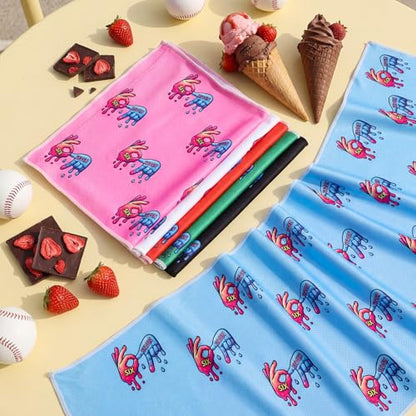 6 Pack 6 7 Meme Cooling Towels 30" x 9" Funny Six Seven Number Sweat Towel Microfiber Breathable Chilly Rags Bulk for Sports Team Gift Camping Gym Workout Running ()