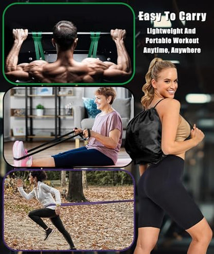 Resistance Bands for Working Out, 5-Levels Exercise Band Set, Pull Up Assistance Bands-Strength Training Physical Therapy Stretching Women Men Home Gym