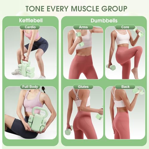 Adjustable 2-in-1 Convertible Kettlebell & Dumbbells - color: Green