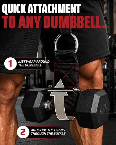 THEFITGUY Dumbbell Loading Straps for Dip Belt & Cable Pulley