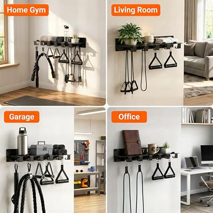 Tonal Accessories Shelf, 17" Heavy Duty Steel Wall Mounted Floating Storage Rack with T-Bracket Lock Hangers, Compatible with Various Home Gym Accessories, Black