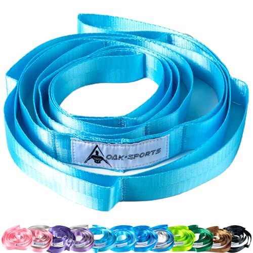 Oak-Sports Stretching Strap Yoga Strap for Physical Therapy with 10 Loops, Yoga Straps for Stretching, Upgraded Non-Elastic Stretch Band for Pilates, Dance and Gymnastics with Workout Guide