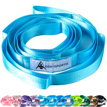 Oak-Sports Stretching Strap Yoga Strap for Physical Therapy with 10 Loops, Yoga Straps for Stretching, Upgraded Non-Elastic Stretch Band for Pilates, Dance and Gymnastics with Workout Guide