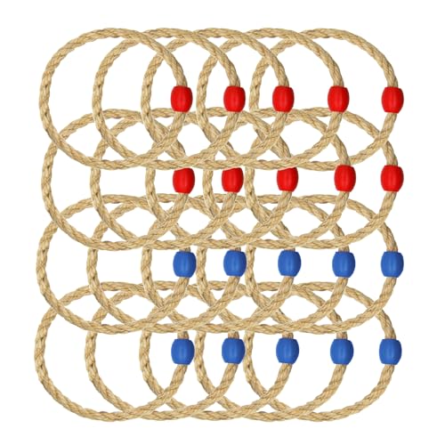20 Pack Sisal Rope Ring Toss Game Replacement Parts for Adults and Kids, Outdoor Toss Rings for Agility Practice and Speed Game and Yard Games and Lawn Games for Party (2 Colors-Red Blue)