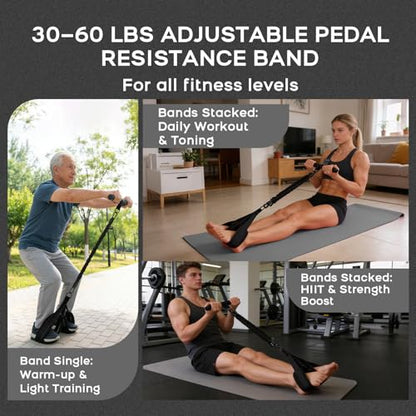Multifunction Pedal Resistance Band with Handle, 3 Tube Adjustable 30/40/50LB Foot Pedal Puller Resistance Bands with Poster, Extended Length Tension Rope for Men Women Full Body Workout Home Gym - color: Black