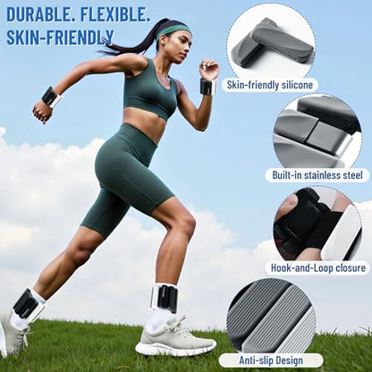 Wrist & Ankle Weights for Women and Men, 2lbs/4lbs Pairs Adjustable Silicone Weighted Bangles for Arm & Leg Workouts, Perfect for Pilates, Barre, Yoga, Walking & Home Fitness
