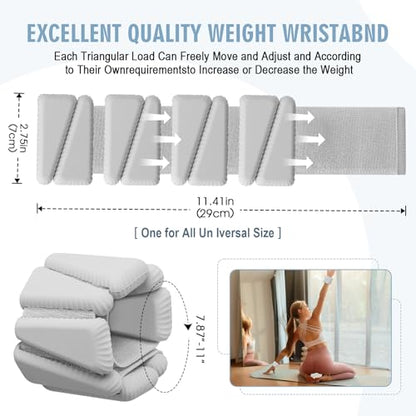Wrist Weights, Adjustable Wrist Ankle Weights for Women, Wearable Arm & Leg Weights Set of 2(1 lb Each), Weighted Bangles for Walking, Yoga, Dance, Barre, Gym