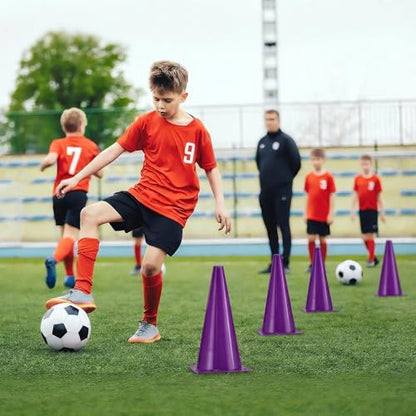 12 Inch Durable Cones,12pcs Versatile Plastic Traffic Cones and Soccer Cones for Sports Training,Agility Drills,Parking Safety,Basketball Training,Football Training.