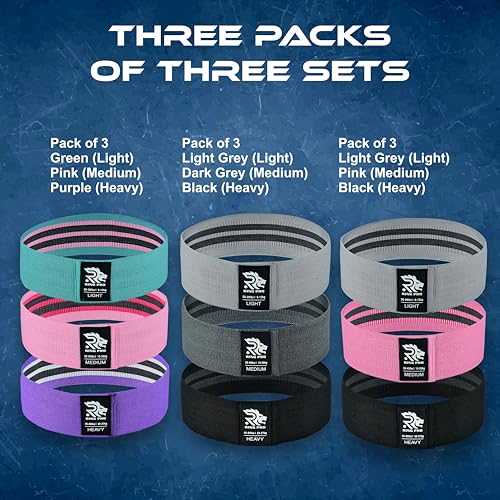 Resistance Bands 3-Pack – Non-Slip Exercise Bands for Legs, Glutes & Hips, Home Workout, Yoga, Pilates, Strength Training, Men & Women - color: Green, Pink, Purple