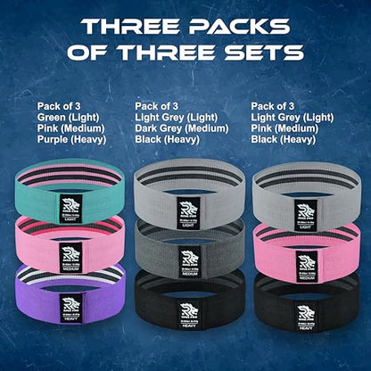 Resistance Bands 3-Pack – Non-Slip Exercise Bands for Legs, Glutes & Hips, Home Workout, Yoga, Pilates, Strength Training, Men & Women - color: Green, Pink, Purple
