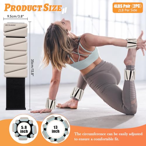 Ankle Weights Set of 2 (1 lb/2 lb/3 lb Each) Adjustable Wrist Weights for Women Men Wearable Arm Leg Weight for Pilates, Running, Walking, Workout, Yoga