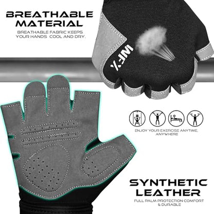 WESTWOOD FOX Gym Gloves Fitness Training Anti Slip Shock-Absorbing Weight Lifting Gloves Padded Grip Breathable Fingerless Workout Support for Men Women Cycling Exercise