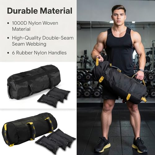 Fitness Sandbag with Handles, Adjustable Weight Training Bag