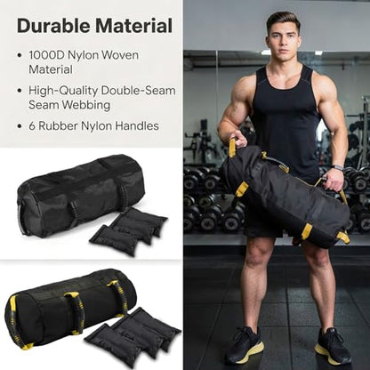 Fitness Sandbag with Handles, Adjustable Weight Training Bag