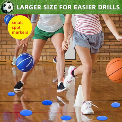 Poly Spot Markers 4inch/9 inch Non-Slip Rubber Agility Markers Flat Field Cones Floor Dots for Football, Soccer, Basketball Training Markers, School Activities, Exercise Drills, Social Distancing - style: 4 inch 12Pcs(Blue)