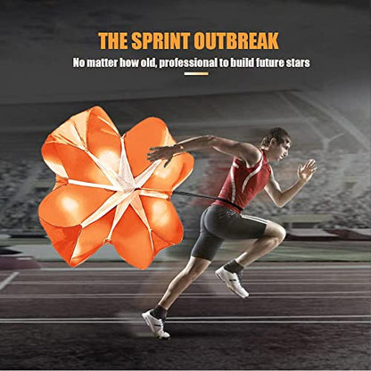 Running Parachute for Speed Training, 56 inch Resistance Parachute for Athletes, Sprinting & Football Training Equipment with Adjustable Waist Belt, Drag Chute to Improve Velocity & Explosive Power