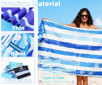 Widdonen Microfiber Beach Towel,Compact 2 Pack-71x32 Inch with Bag Travel - color: 2 Pack Blue Peank Dream World