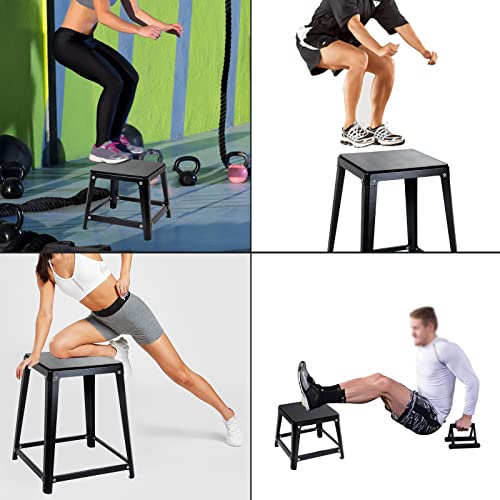 Metal Plyometric Jumping Box, Steel Fitness Exercise Jump Platforms Box for Conditioning Strength and Agility Training, 12 Inch Anti-Slip Workout Step Up Box for Home Gym - size: 12in18in24in