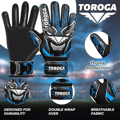 Goalkeeper Gloves for Kids & Youth – Soccer Goalie Gloves, Strong Latex Grip, Double Wrist Support & Breathable Mesh – Boys Football Gloves