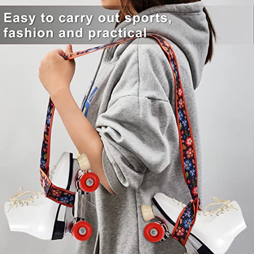 Skylety 2 Pcs Roller Skate Leash Adjustable Stretching Skate Boot Shoulder Strap Carrier for Child Women Men Skating - style: Bohemia Style