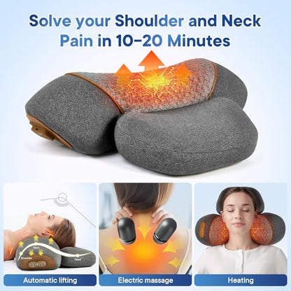3-in-1 Cordless Heated Neck Massager Pillow for Pain Relief Deep Tissue