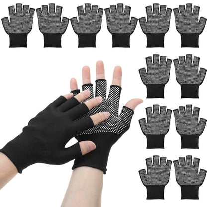 6 Pack Half-Finger Workout Gloves, Lightweight Half-Finger Slip Breathable Fingerless Work Glove Compression Gloves for Cycling Sports Motorcycle Fishing