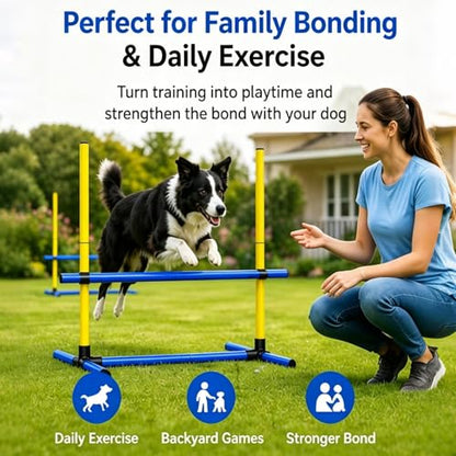 Dog Agility Hurdle, 2 Jump Bar Sets Indoor Outdoor Backyard Train - color: Hurdle 2-sets