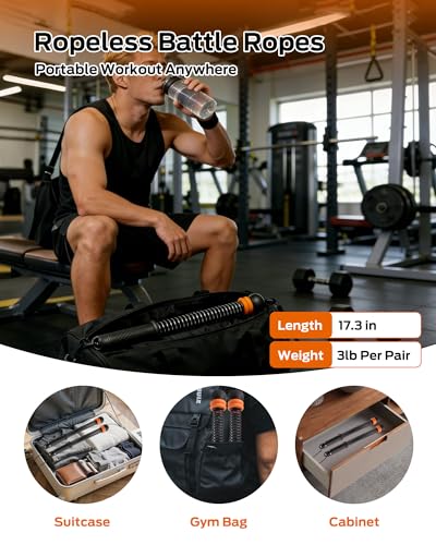2PCS Ropeless Battle Ropes with Resistance Bands for Home Gym Workouts - color: Black