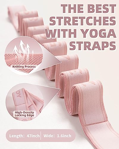YOTTOY Yoga Strap and Resistance Bands-Exercise Elastic Bands for Working Out Women with 10 Loops-Perfect for Stretching and Physical Therapy - color: pink