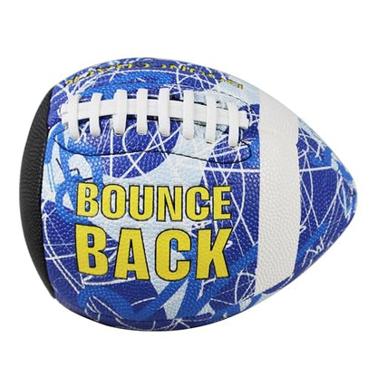 BOUNCEBACK Soft Leather Training Football, Youth Size & Official Size, Fatherless PU PassCatch Solo Enhancing Passing Catching(with Pump) - style: Graffiti Blue-Size 7