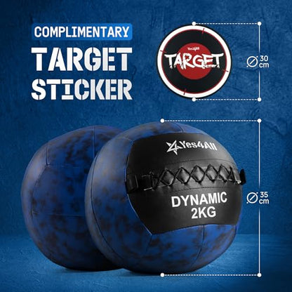 Yes4All OM6G Wall Ball, Soft Medicine Ball, 4.4 lbs (2 kg), for Core Training and Workouts