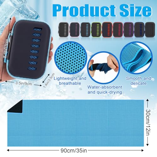 Peryiter 20 Pack Cooling Towels with Rectangle EVA Carry Cases Cooling - size: 35 x 12 Inch, style: Rectangle Eva