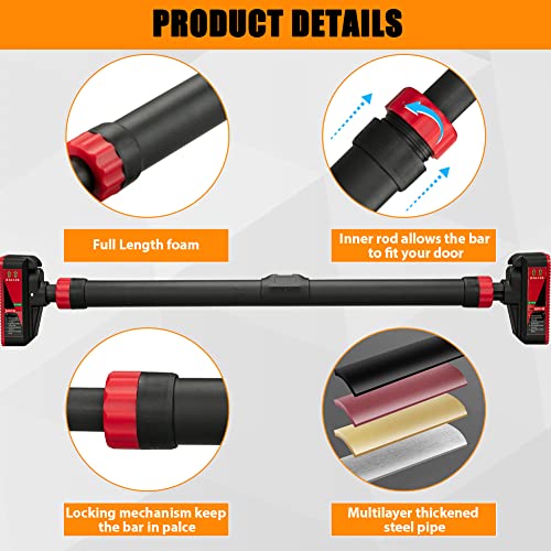 Pull-Up Bar,Chin Up Bar for Doorways with Level Meter and Auto Lock,Adjustable Pull Up Bar for Home Gym Strength Training and Upper Body Workout, No Screws Needed,Max Weight Capacity 400 Lbs